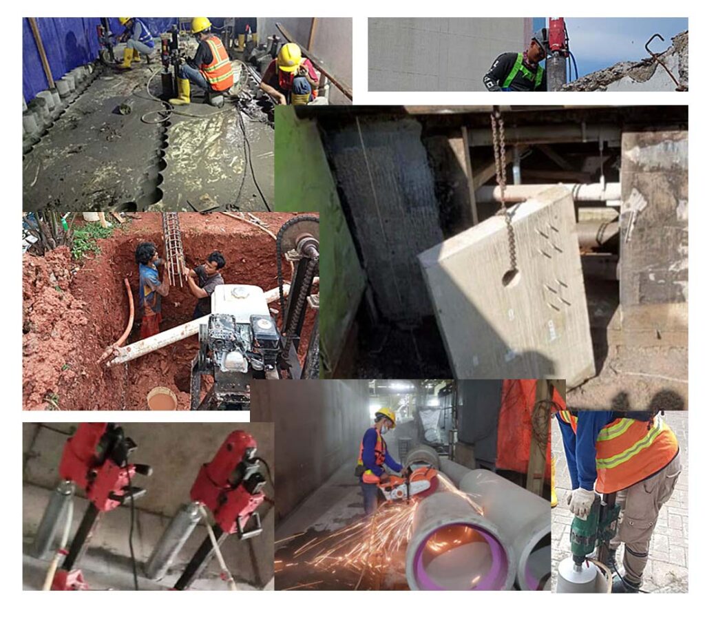 MEMOTONG BETON DENGAN SAW WIRE